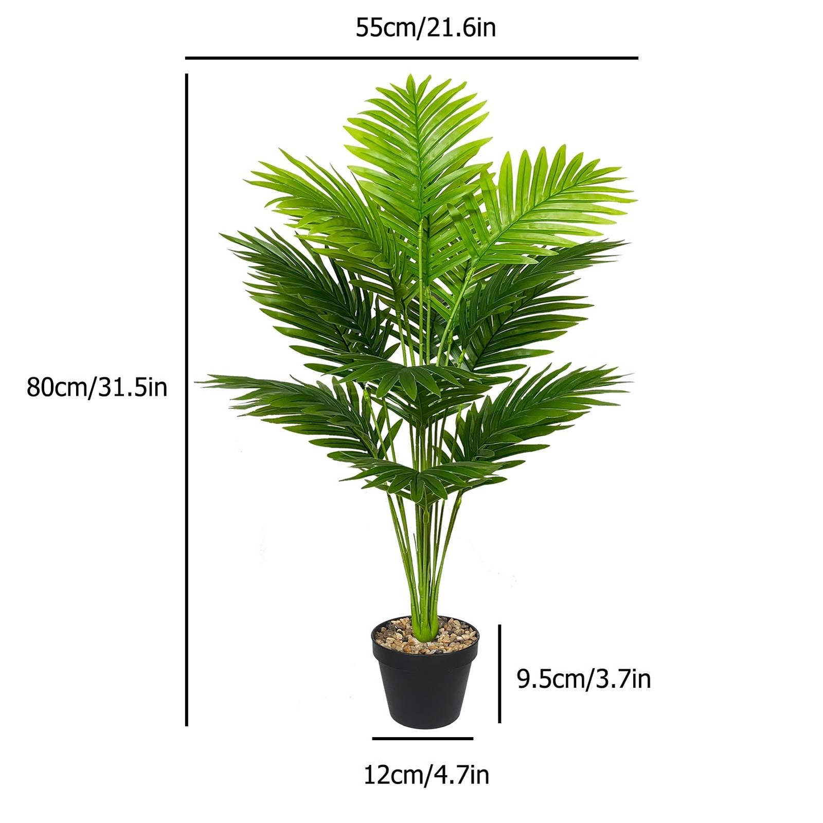 Artificial Plant in Pot Fake Tree Trunks Leaves Faux Potted for Indoor Outdoo…