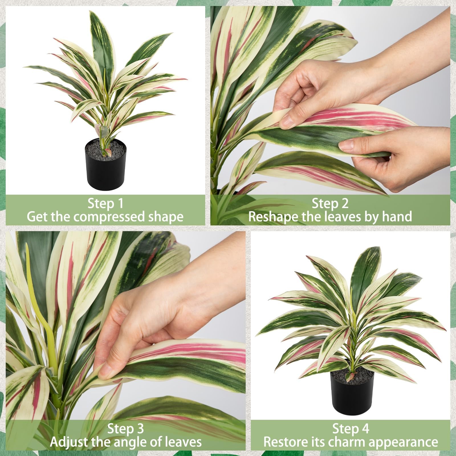 18″ Artificial Plants Indoor Pot Fake Potted Medium Dracaena Faux Tropical