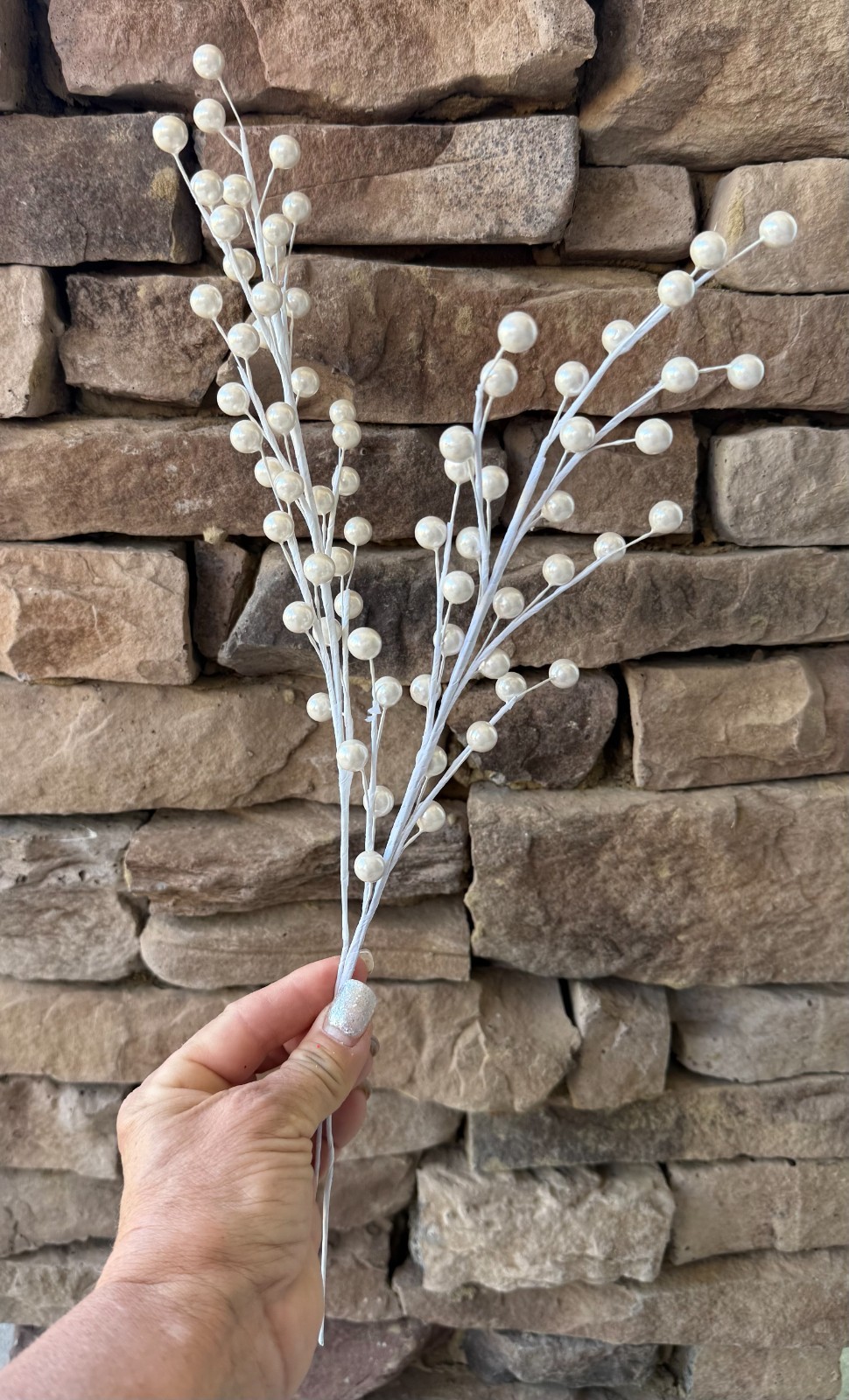 perl white wedding decor or wreath branches for winter or Christmas