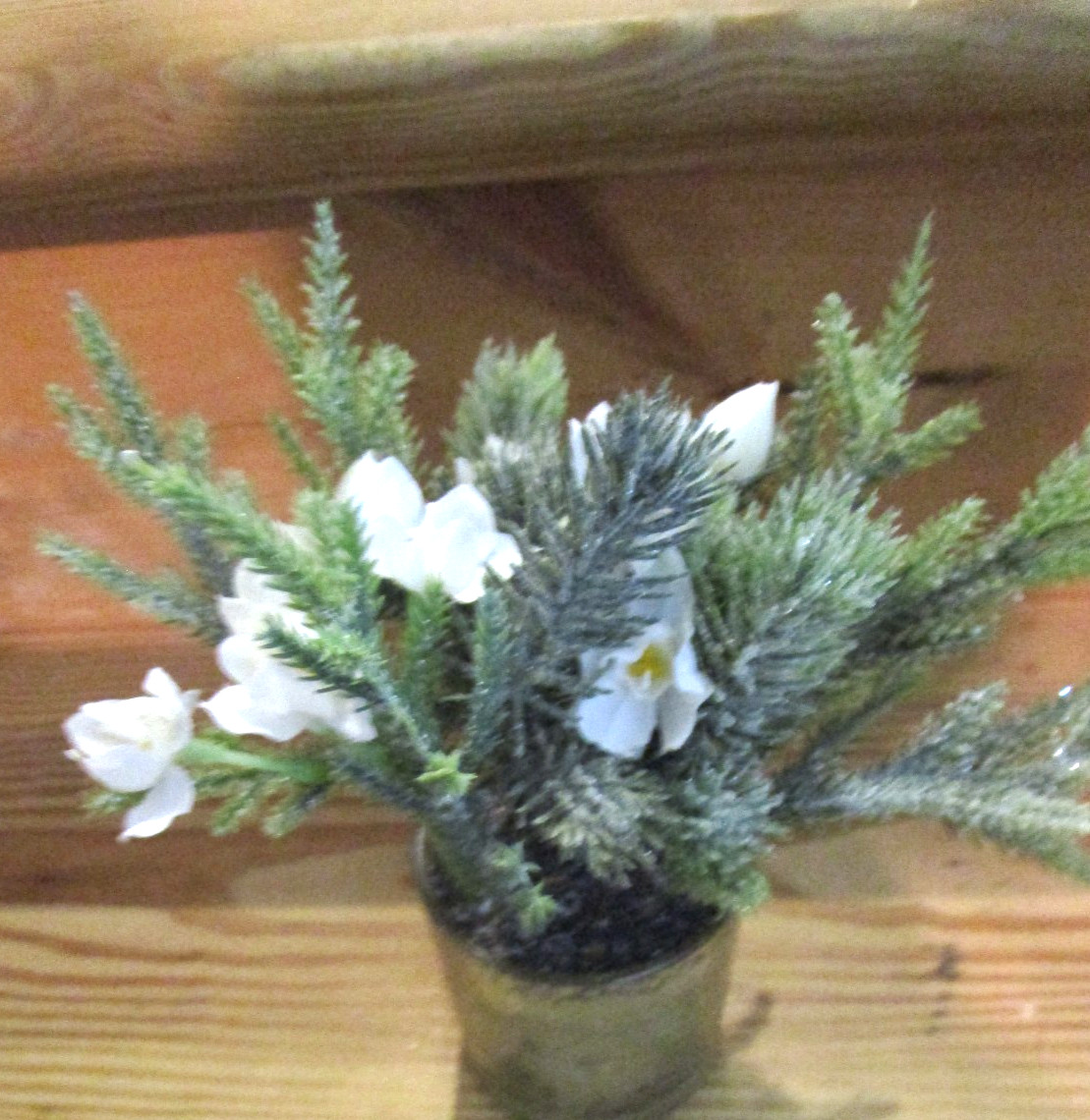 Pottery Barn Mercury glass pine arrangement small Christmas 7″ New #2