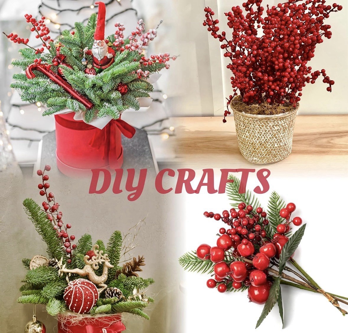 Sggvecsy 15 Pack Artificial Red Berry Stems, Holly Berry Branches, 11.5 inches