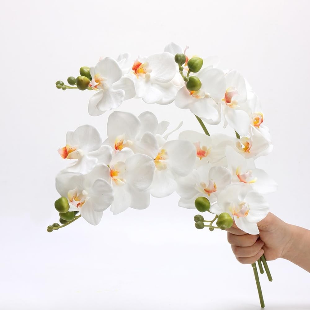 Artificial Flowers Real Touch Latex Phalaenopsis 17.7inch Orchid Stem Bouquets