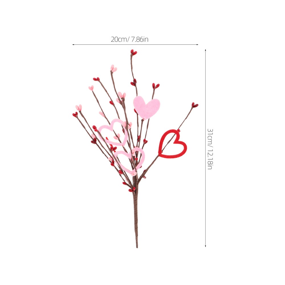 10Pcs Romantic Heart Shaped Artificial Berry Stem Picks for Valentine Decor