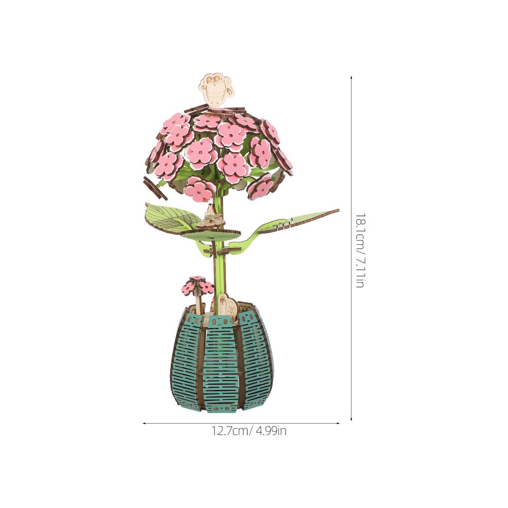 1 Set Durable Wooden Hydrangea Bouquet Puzzle Toy for Kids Desktop Decor