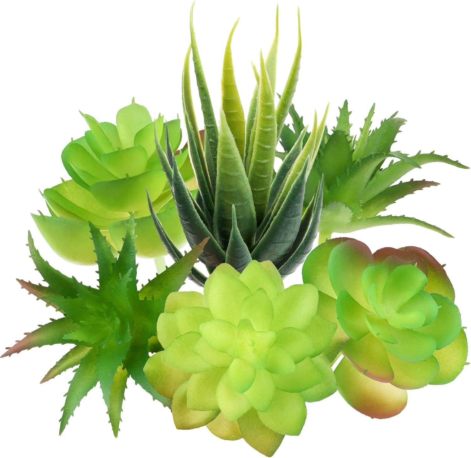 6Pack Mini Green Artificial Succulents Realistic Fake Cactus Tropical DIY Plants