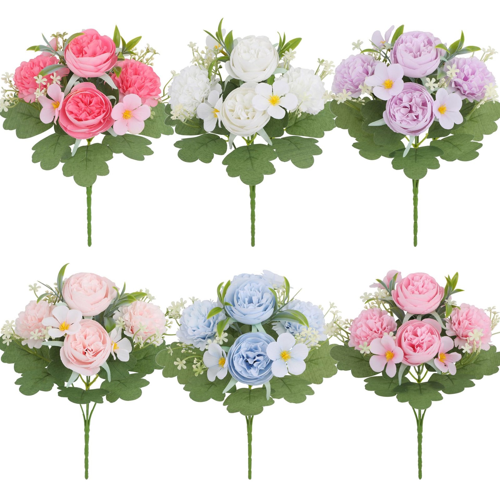 6 Color Rose Peony Artificial Flowers UV Resistant Fake Flowers for Outdoor G…