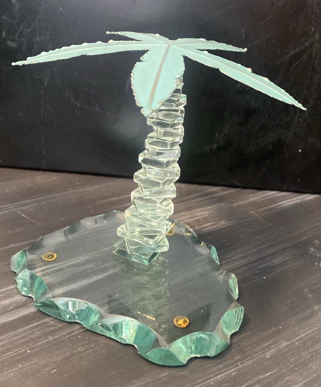 Island Palm Trees Glass/Metal Sculpture Cubism Cake Topper/Decor