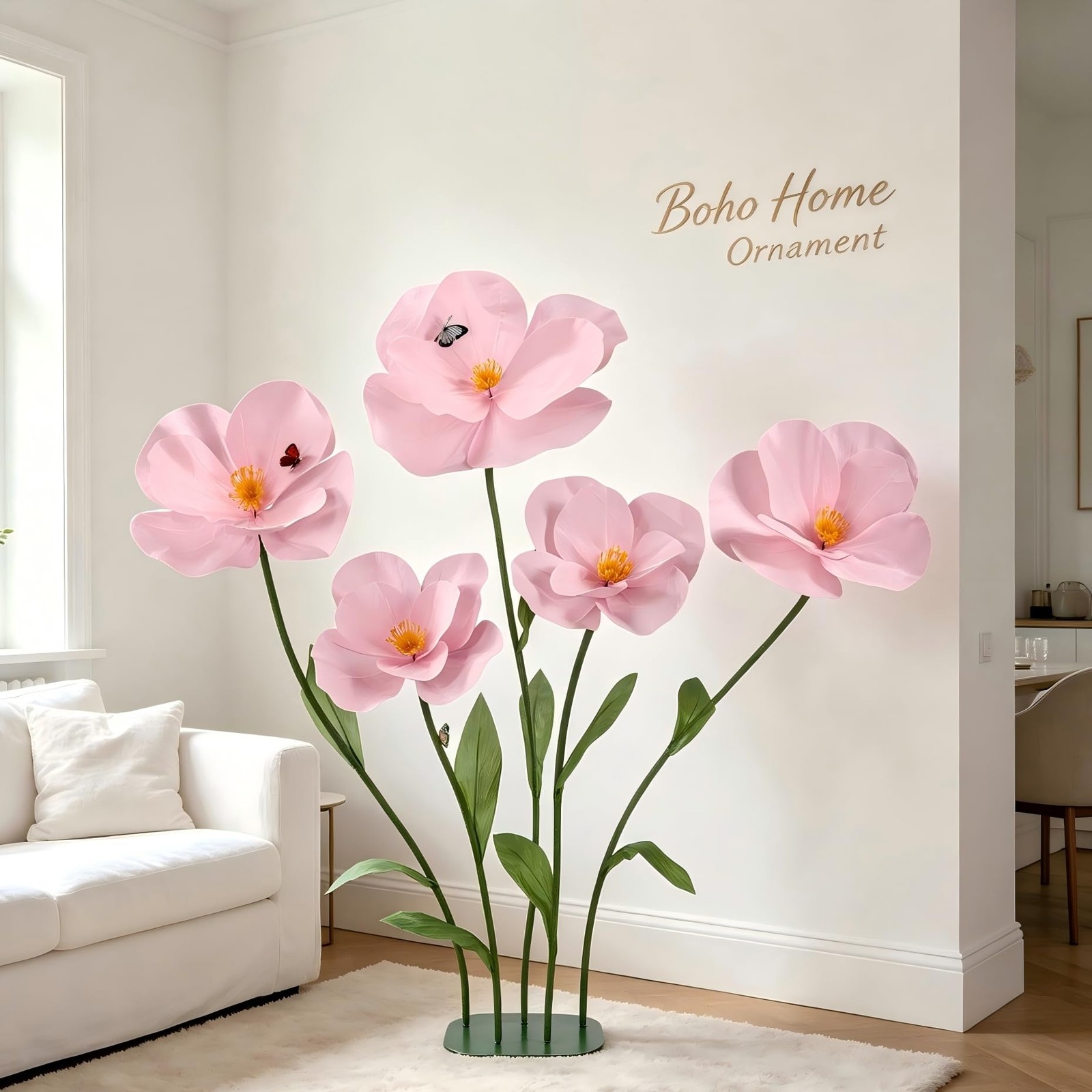 5 PCS Giant Flowers for Decoration with Stand 5.9 Ft Large Artificial Poppy