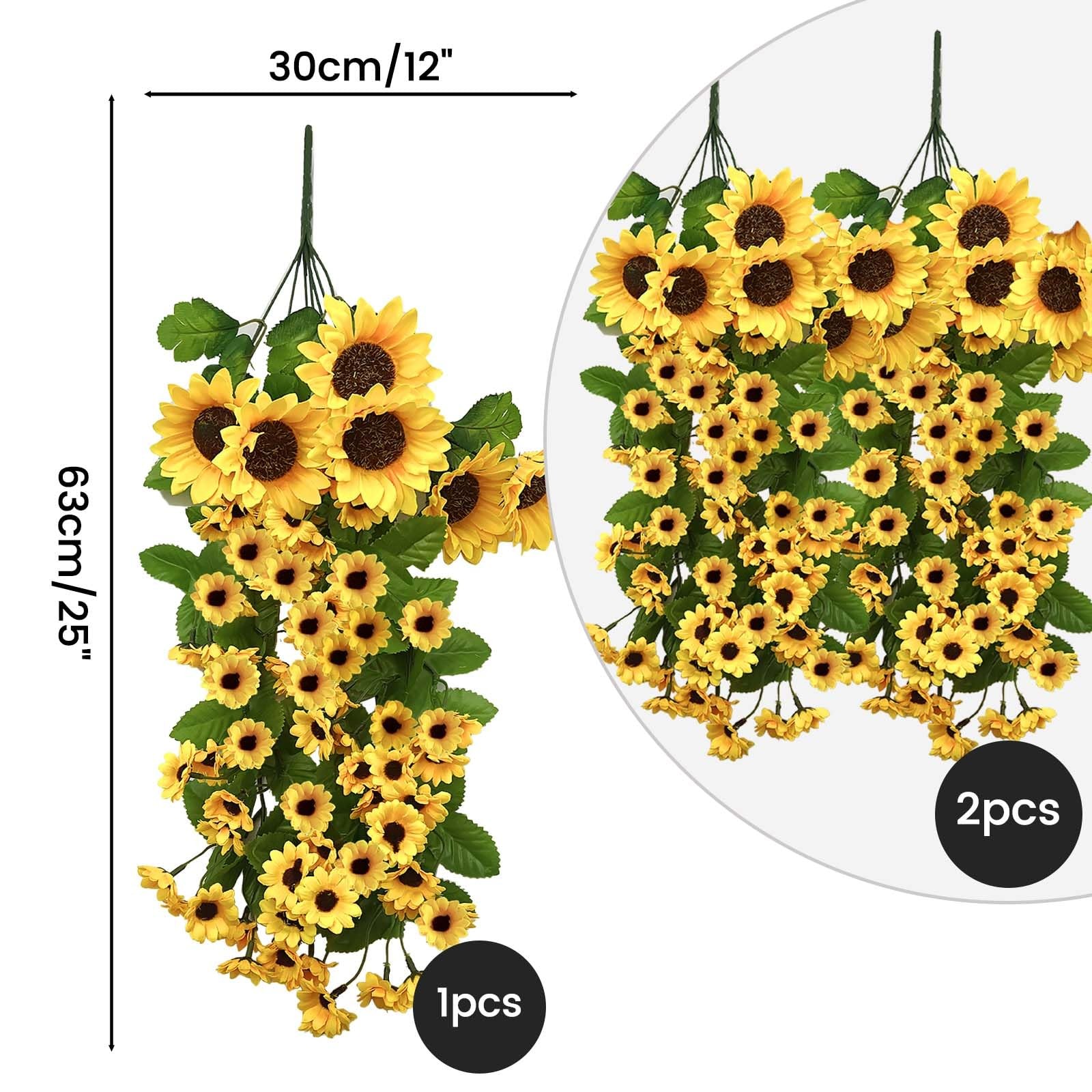 Daily Treasures 2PCS Artificial Hanging Flower,176 Realistic Silk Sunflowers …