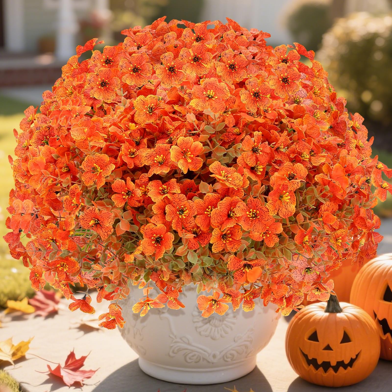 Fall Flowers Artificial for Decoration, Artificial Fall Mums Flowers for Outd…