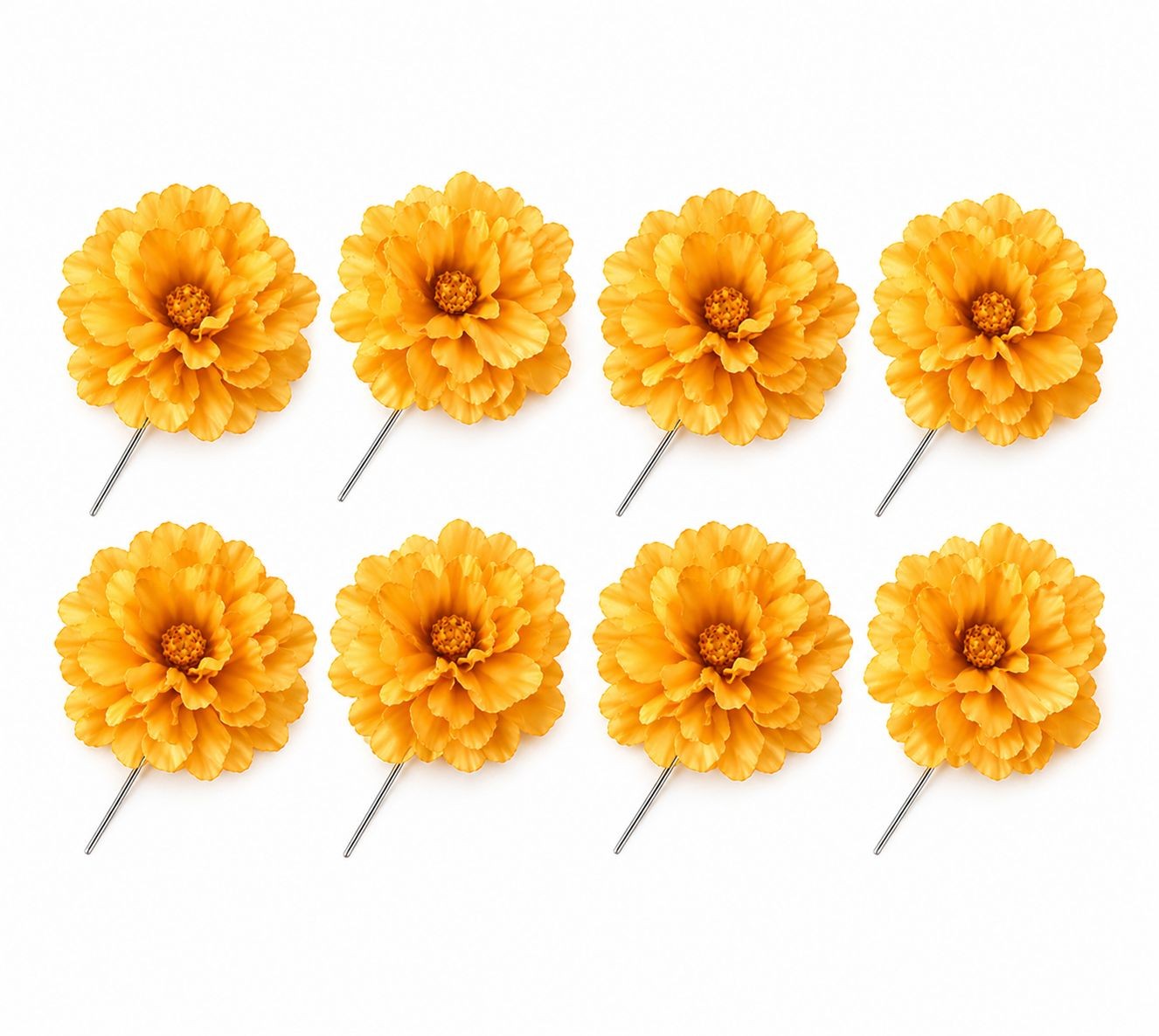 Yellow Peony Flower Picks Set of 8 Golden Yellow Blooms Wired Floral for Wreaths
