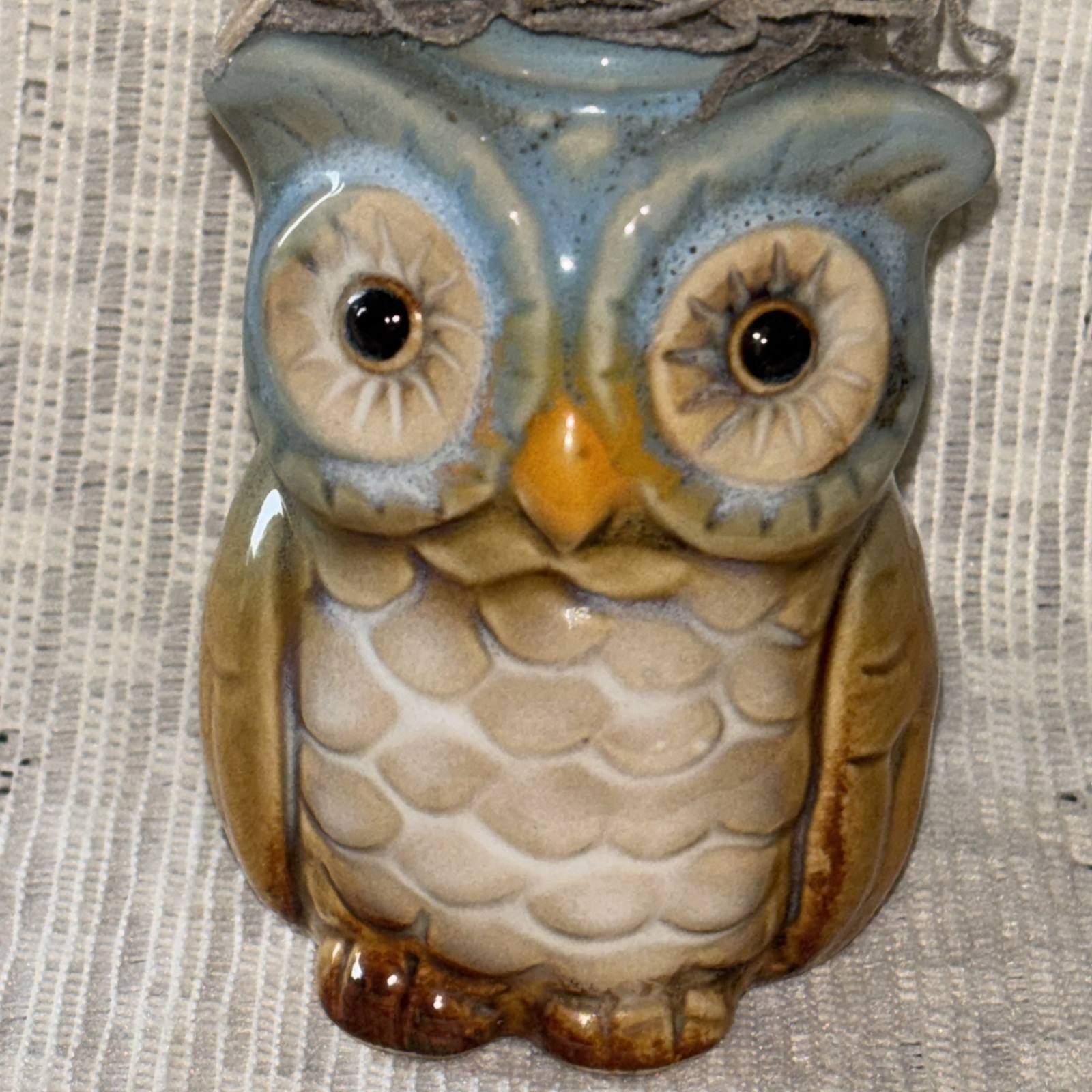 Handmade Button Bouquet Mini Ceramic Owl Vase Home Decor