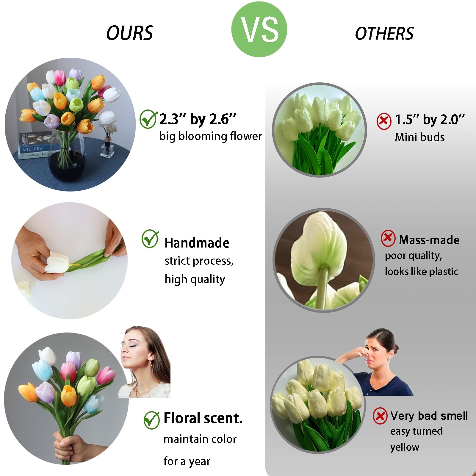 11 PCS Artificial Luxury Big Tulip Flowers Spring Colors Party Decoration