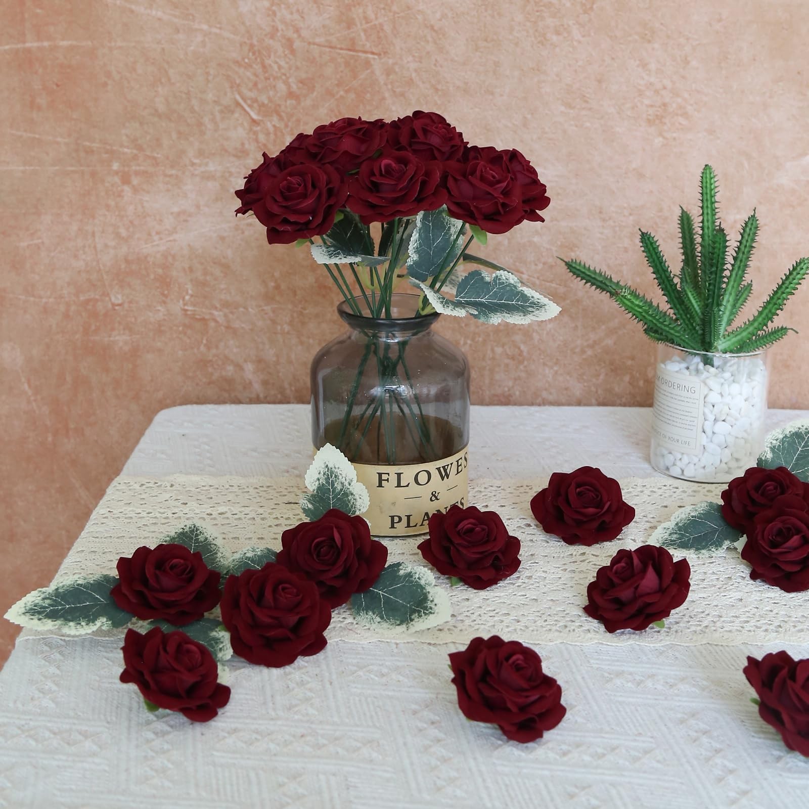 25PCS Rose Artificial Flower Heads 7 CM 2.75 in Velvet Rose Flowers Real Look…