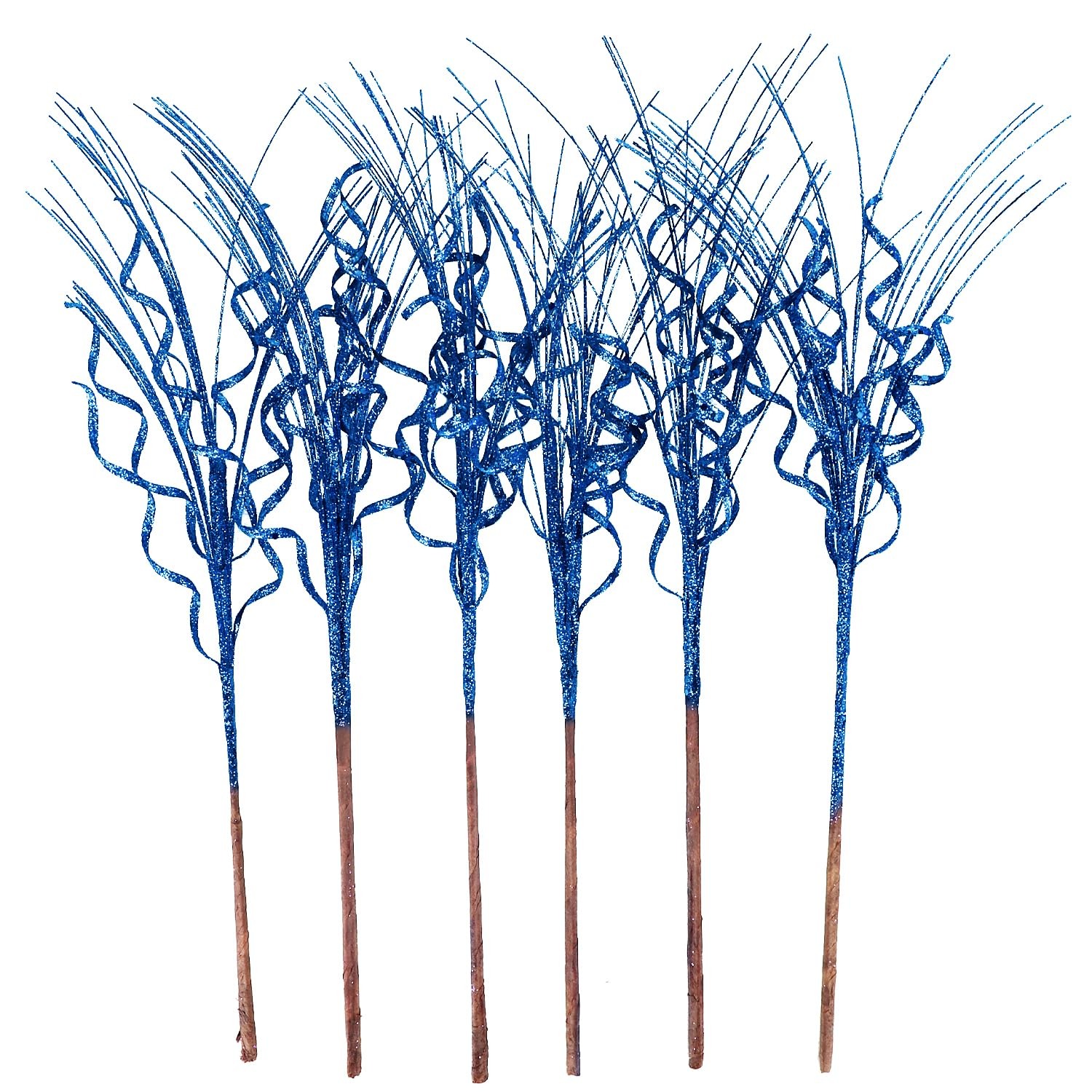 Glitter Curly Artificial Christmas Picks Sprays Ting Branches Set of 6 Wispy …