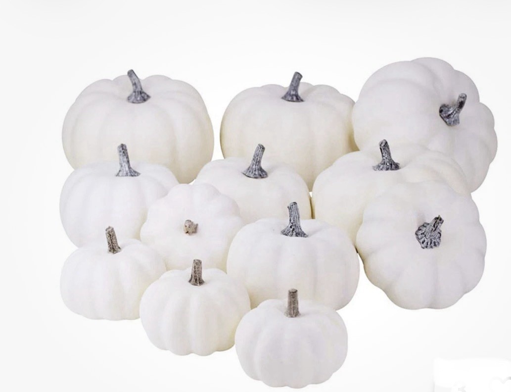 12Pcs White Artificial Pumpkins Assorted Bulk Table Decor Lifelike