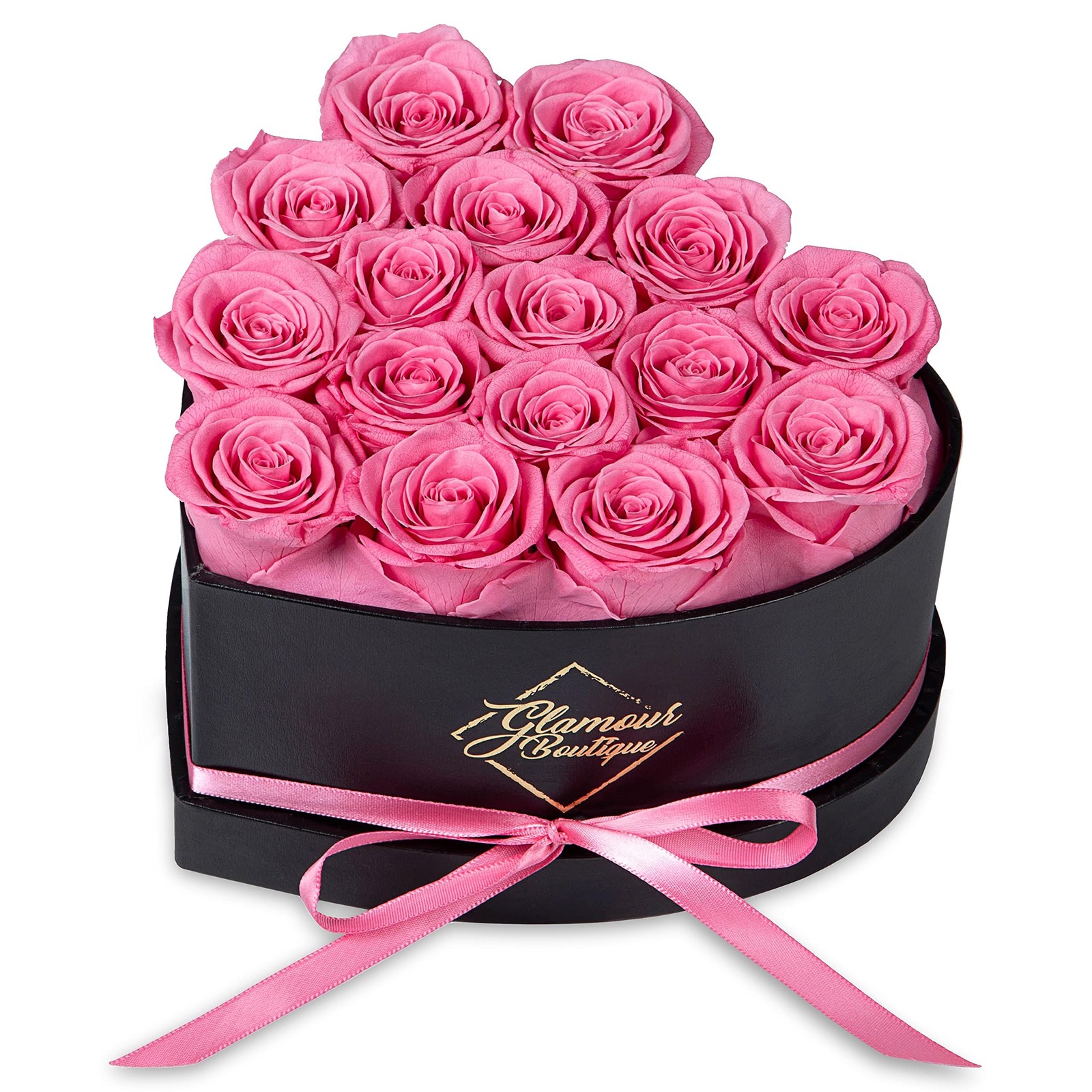 GLAMOUR BOUTIQUE 16 Flower Forever Heart Shape Box – Preserved Roses Gift for