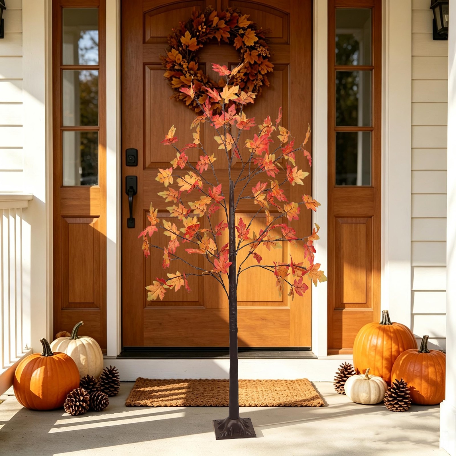 5 FT Lighted Fall Maple Tree, Fall Decorations for Home