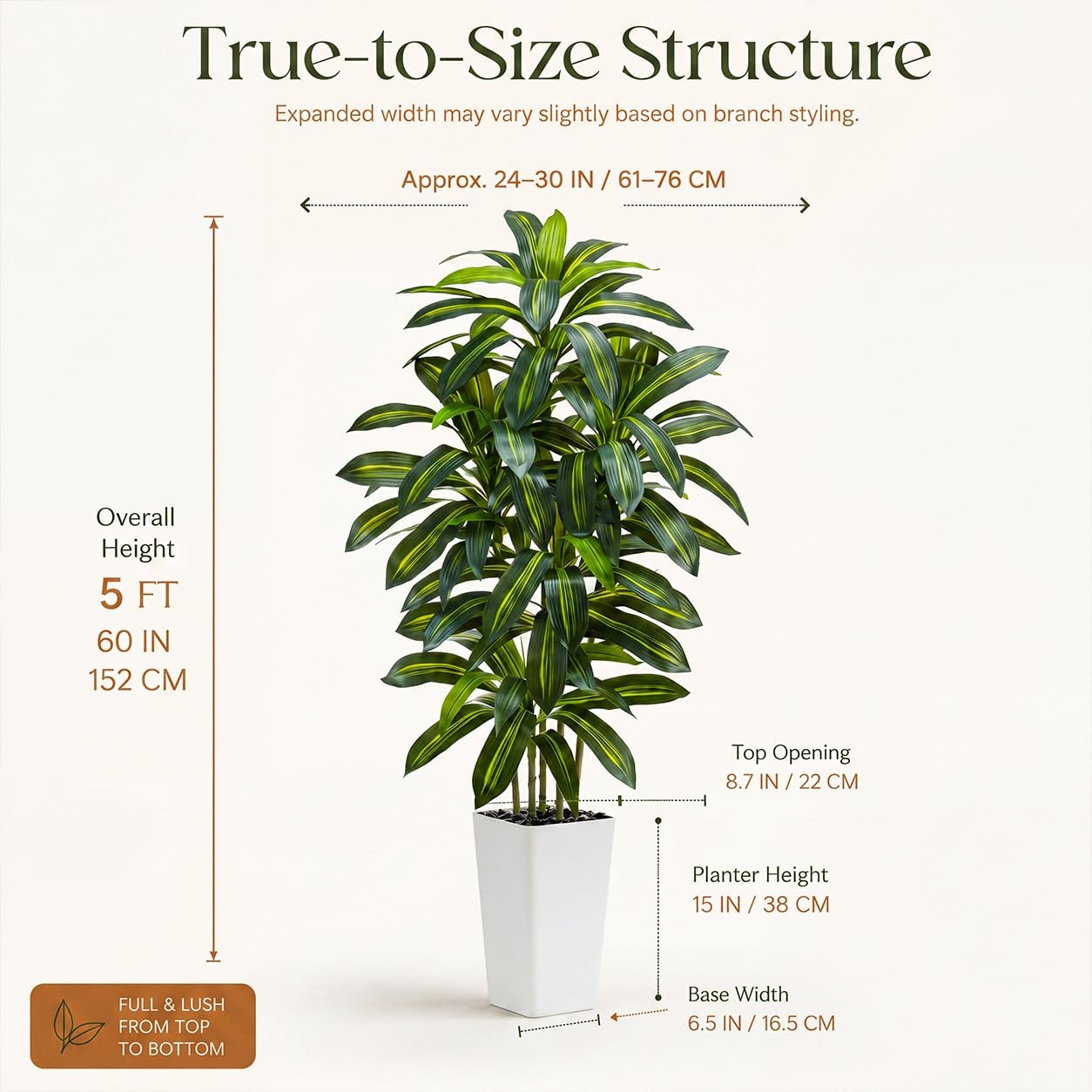 Artificial Dracaena Tree：5FT Faux Silk Tropical Yucca Floor Trees Realistic F…