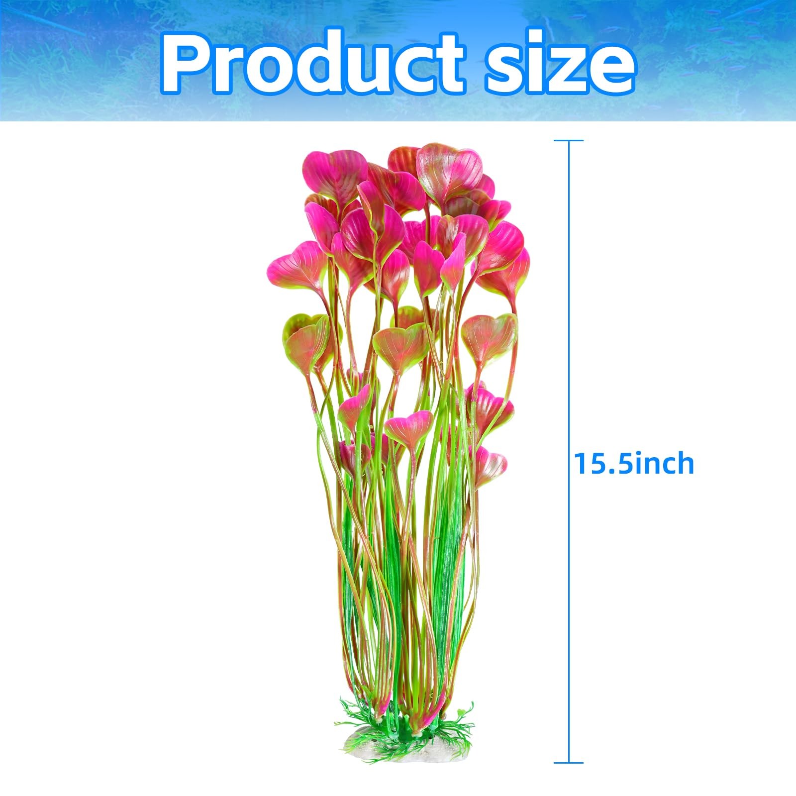 Artificial Fish Tank Plants Plastic Aquarium Large Red Decorations 15.5 In 2 PCS