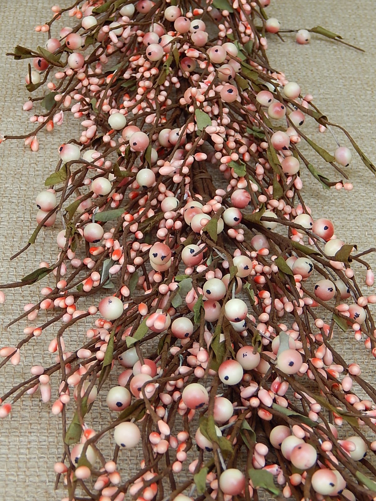 PINK Berry Garland – Mixed Berries in CORAL PINK CREAM MIX 53″ – NEW