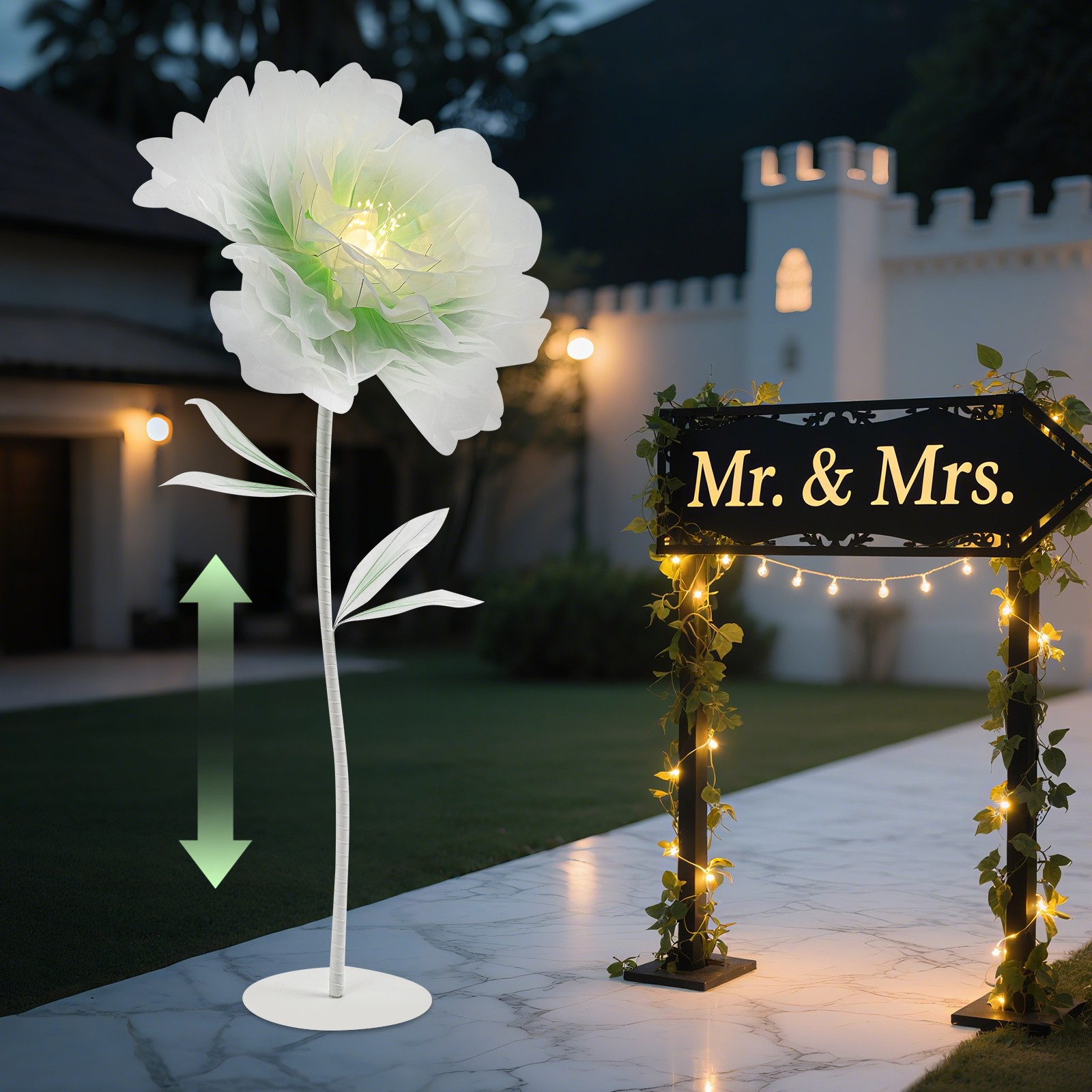 110V Flower Decor w/Light Large Electric Auto-Open Artificial Flower For Wedding