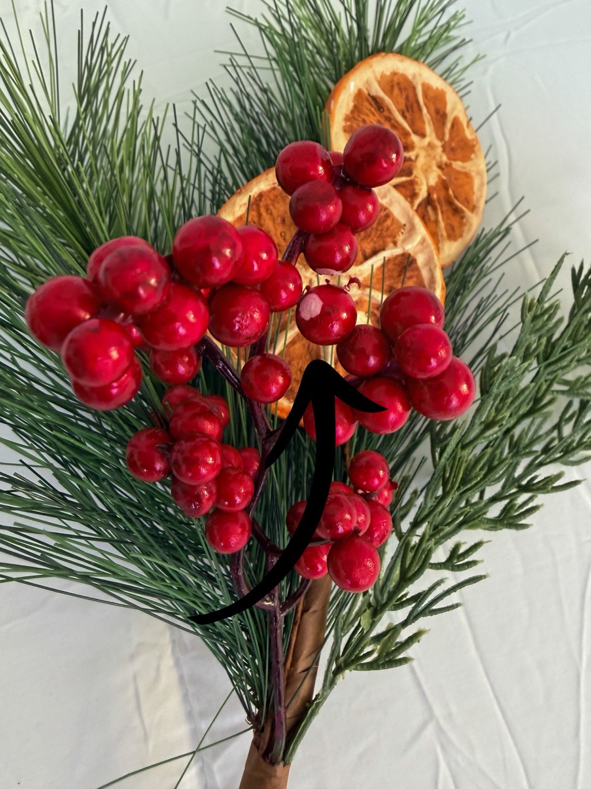 Lot of 5 Faux Citrus Berry & Pine 15” Branch Picks Holiday Décor