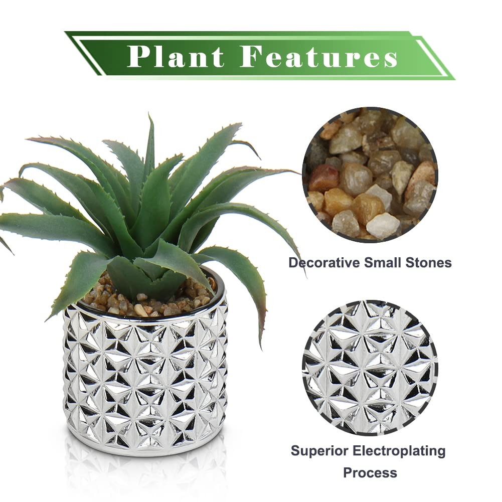 Small Artificial Succulents in Pots 6.5” Tall Realistic Fake Potted Plants f…