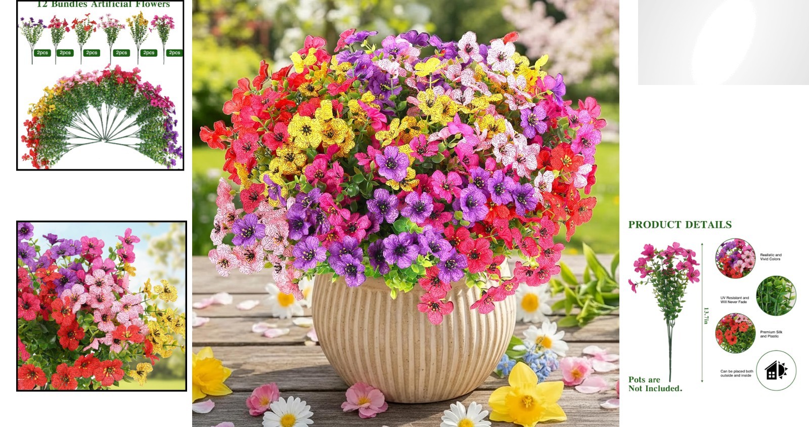 Colorful Artificial Daisy Bouquets with Eucalyptus – 12 Packs for Indoor/Outdoor