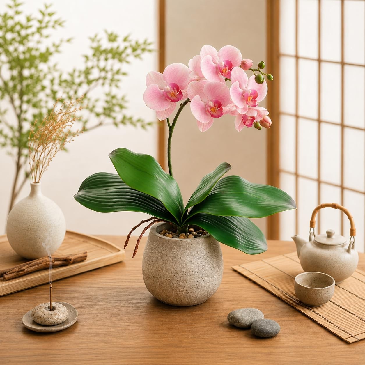 Fake Orchids 3 Pack Artificial Orchid Leaves Faux Greenery Stems for Vase She…