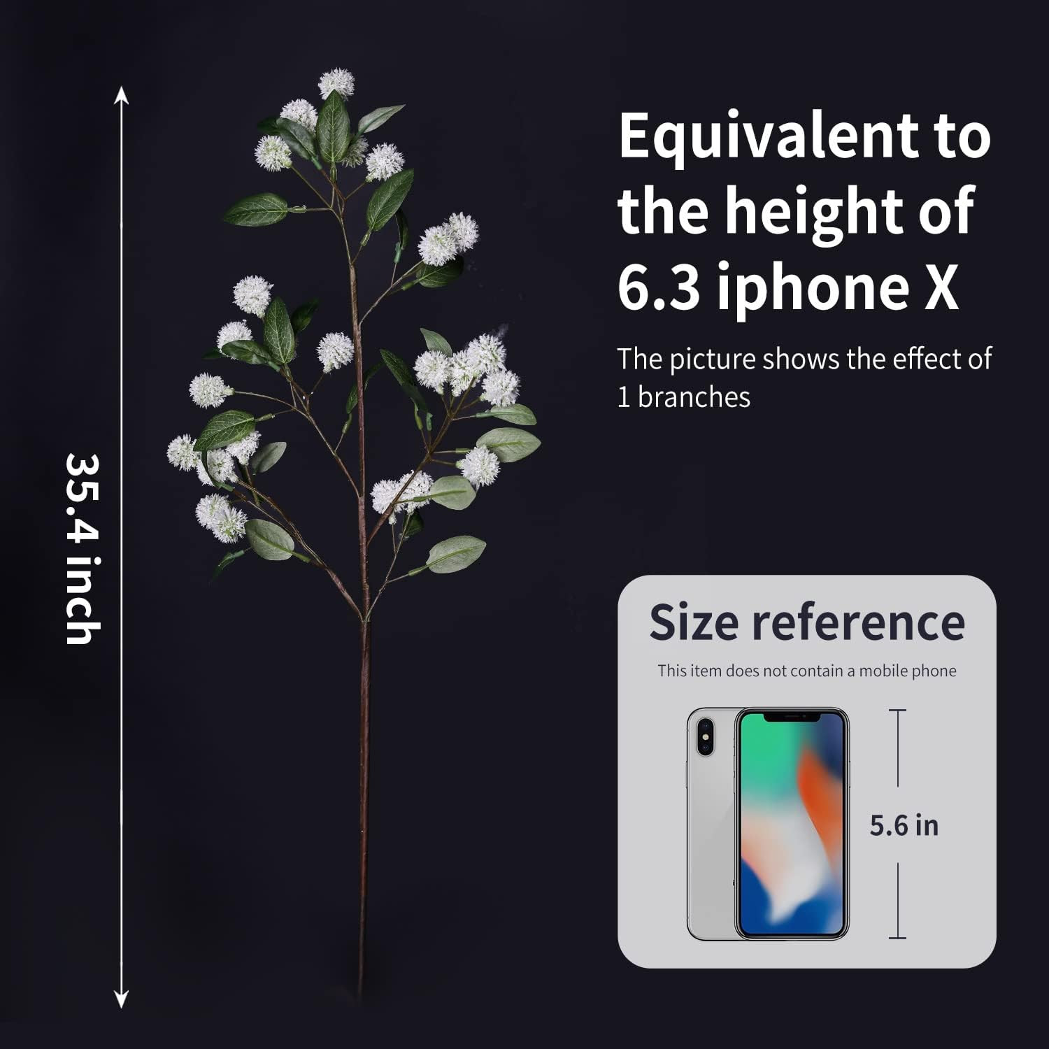 4Pcs 35.4″ Green Faux Branches for Home, Office & Garden Décor – White Orchid