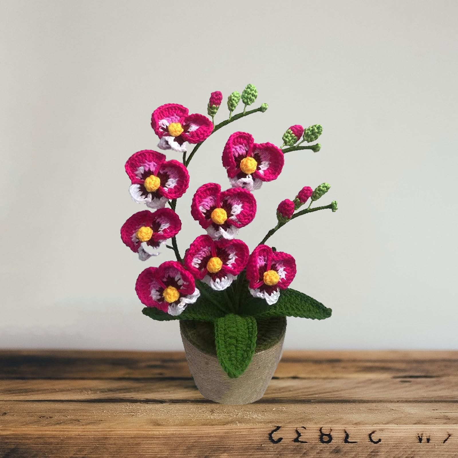 Crochet Moth Orchids Potted Plant, Handmade Knitted Artificial Butterfly Orch…