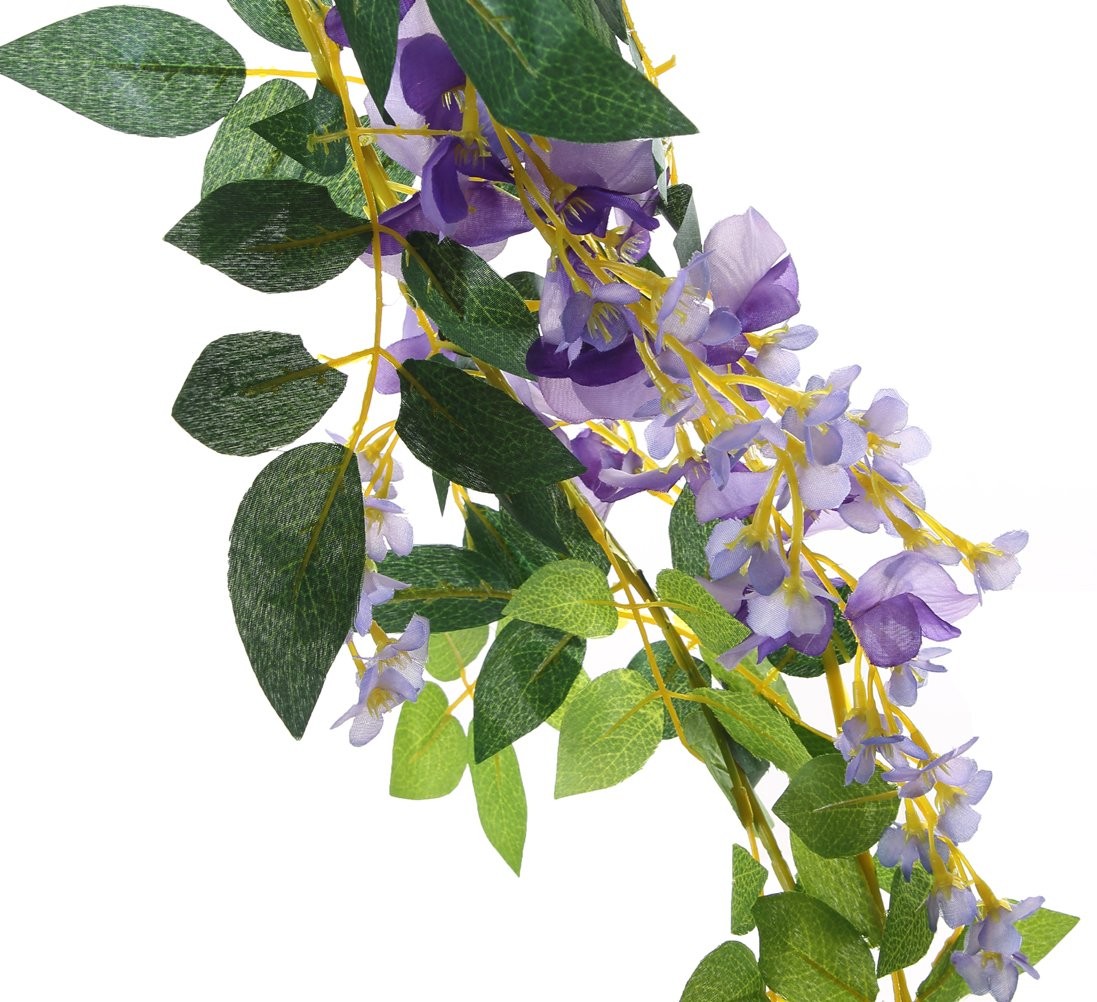 2Pcs 6.6Ft Artificial Flowers Vines Silk Wisteria Artificial Garlands Fake Ha…