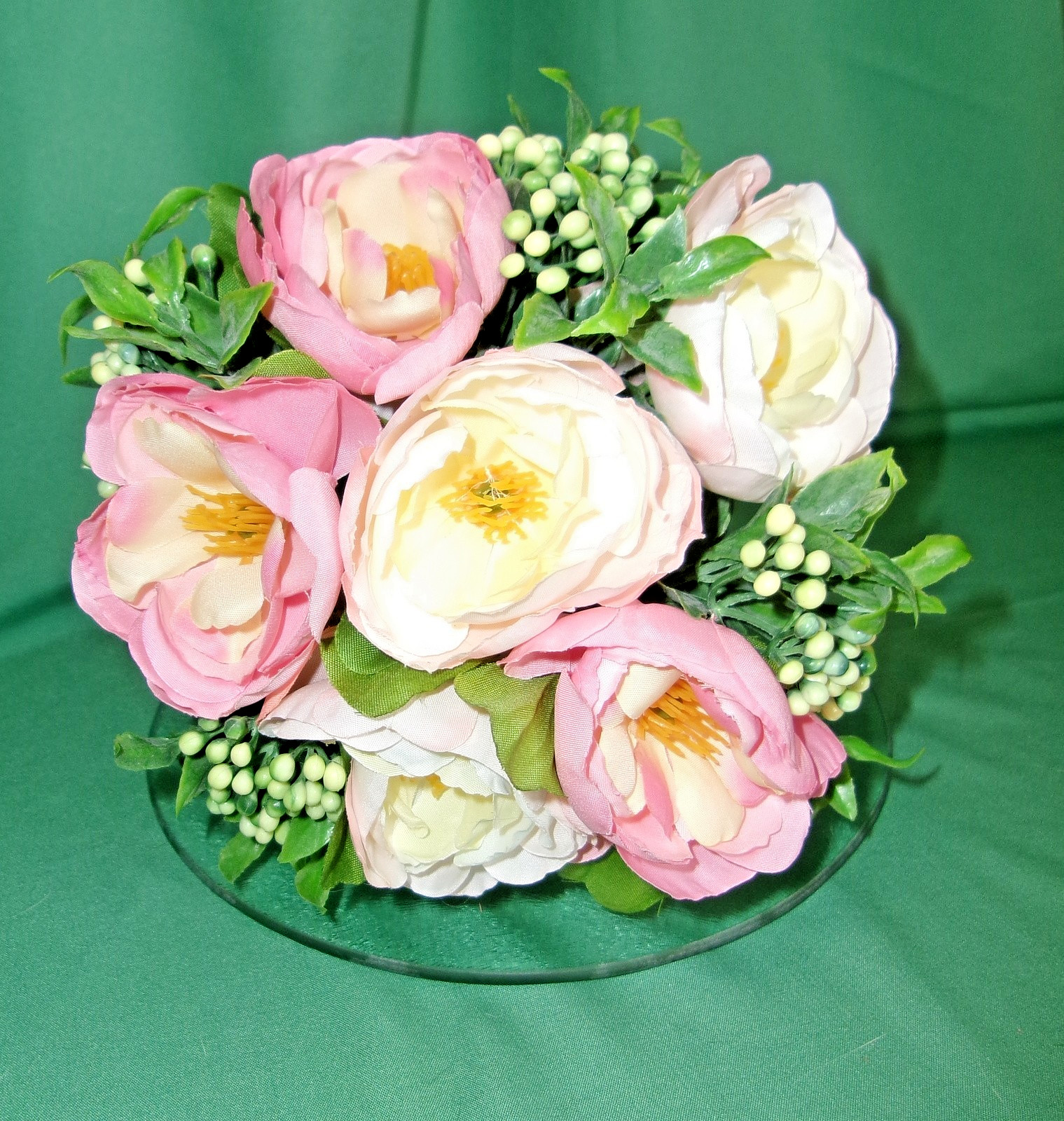 Floral Arrangement Tilted Silk Pink Floral Decoration Counter Table Top Gift