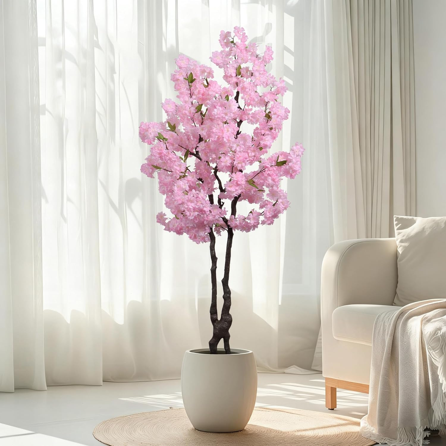 6Ft Faux Pink Cherry Blossom Tree – Realistic Artificial Sakura Decor