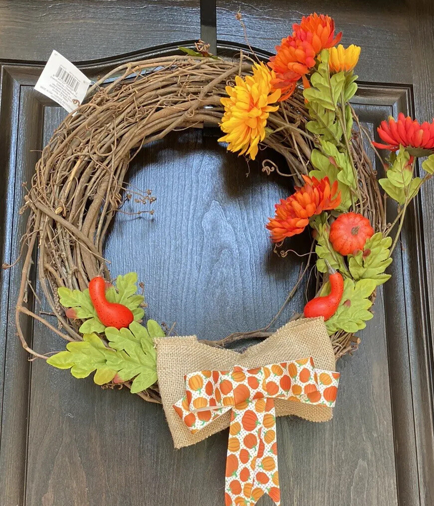Thanksgiving fall Season harvest Door ￼wreaths pumpkin Halloween 18”￼