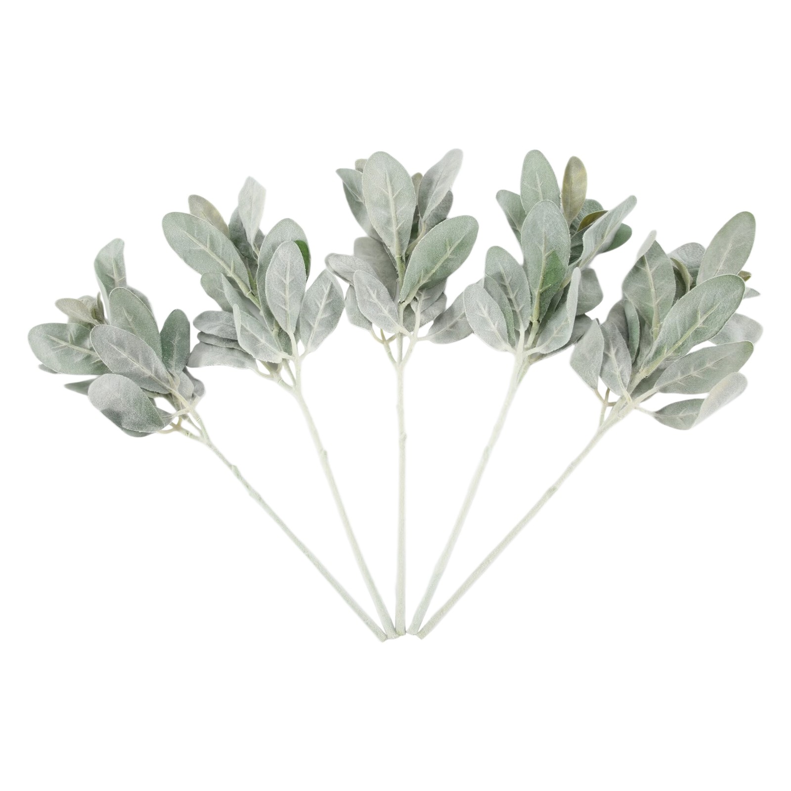 Faux Lambs Ear Stems 5Pcs Flocked Artificial Greenery Solid Fake Ear1383