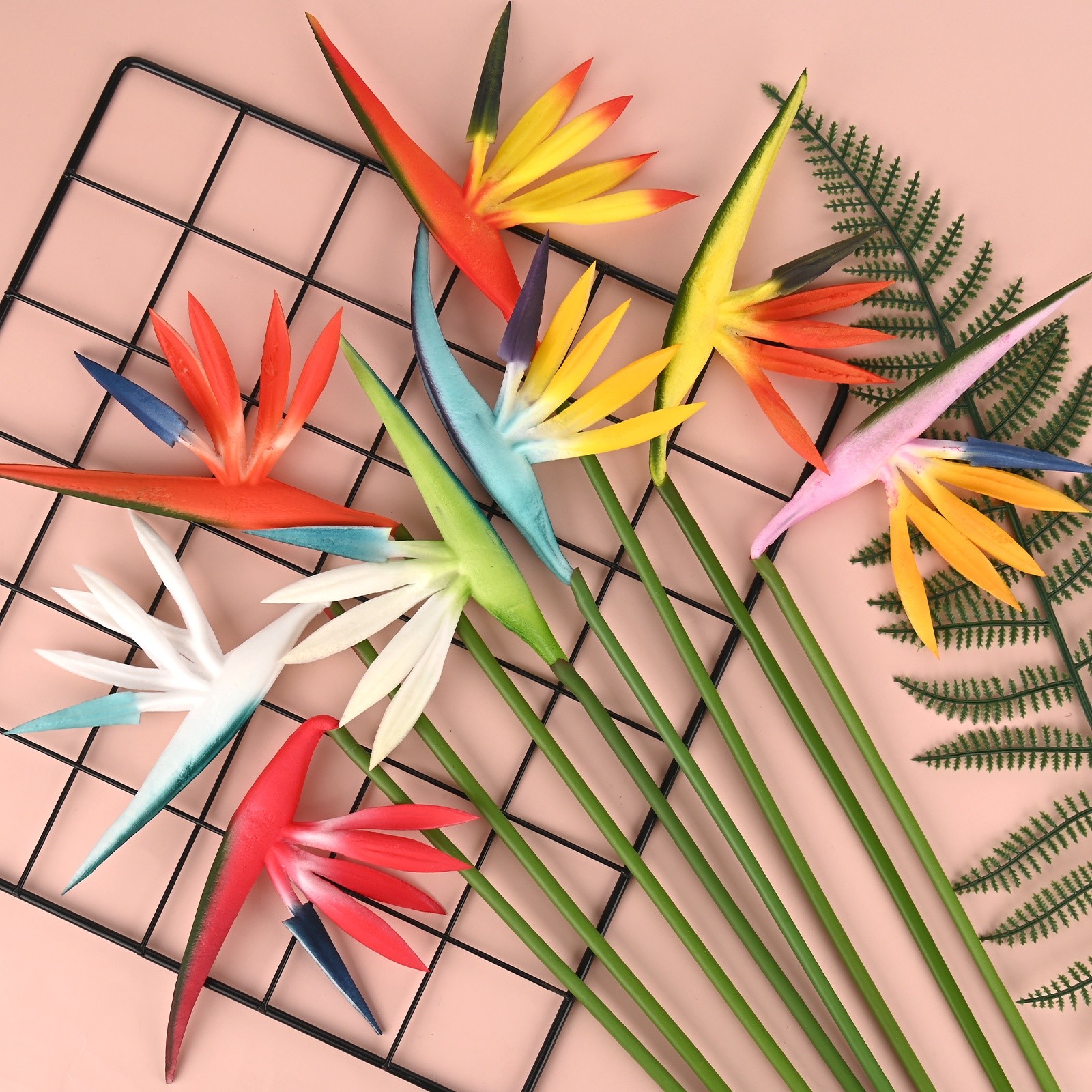 4-Pack Artificial Bird of Paradise Flowers 22 Inch for Home [Red]