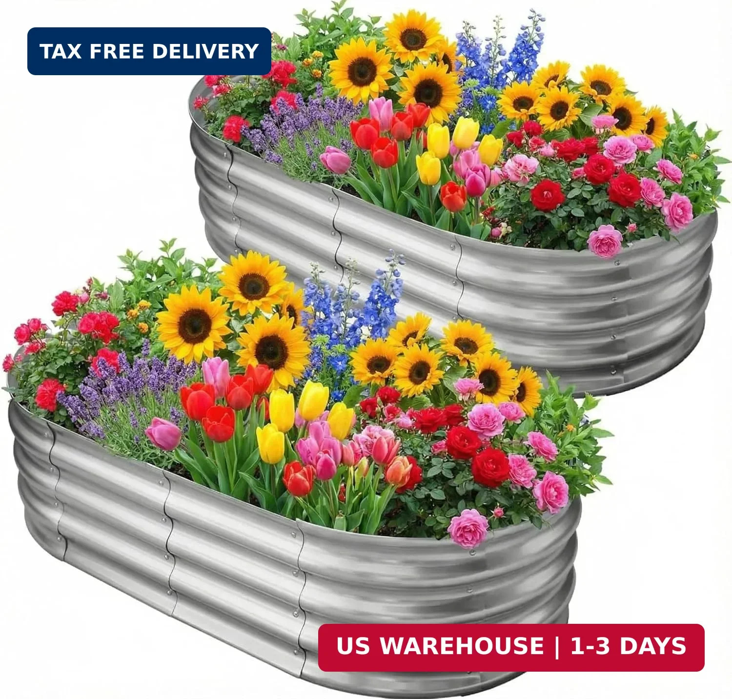 Galvanized Raised Garden Bed for Outdoor: 4X2X1ft Durable Metal Vegetable Plant