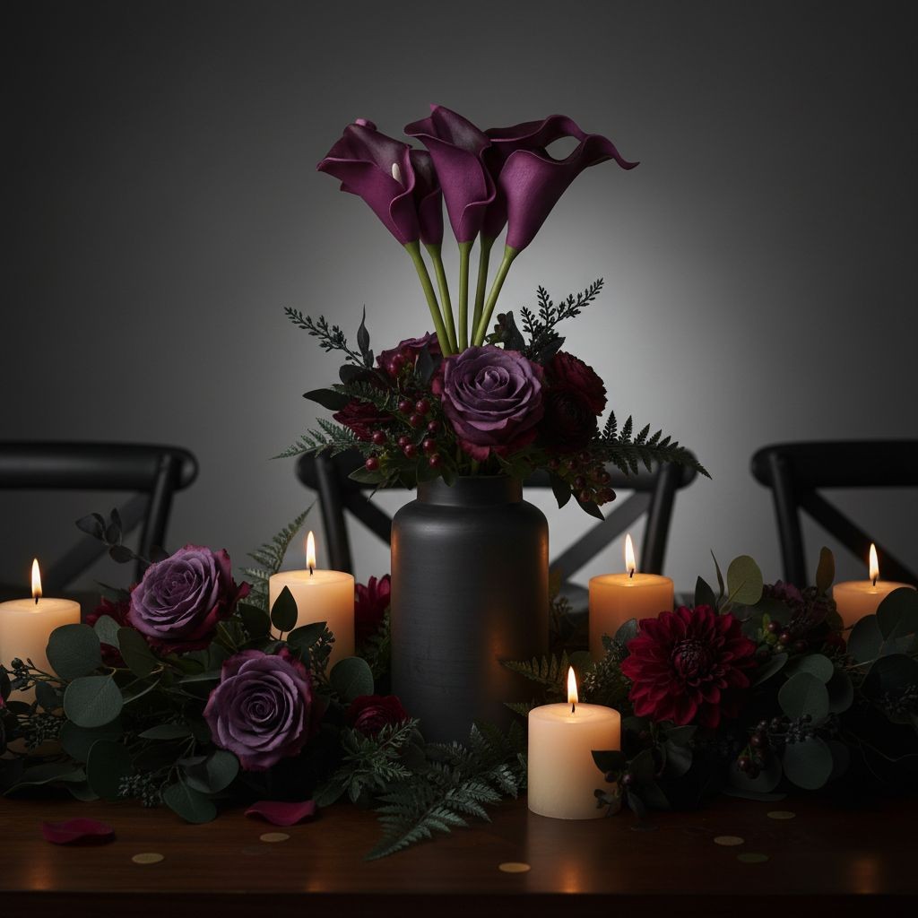 Plum Purple Calla Lily Bundle Real Touch Faux Flowers Deep Purple Calla Lilies