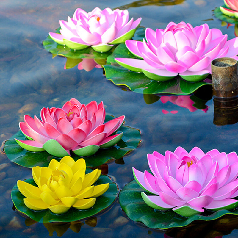10cm/17cm Simulated Lotus Flower Fake Plant Pond Decor Artificial Water Lily.