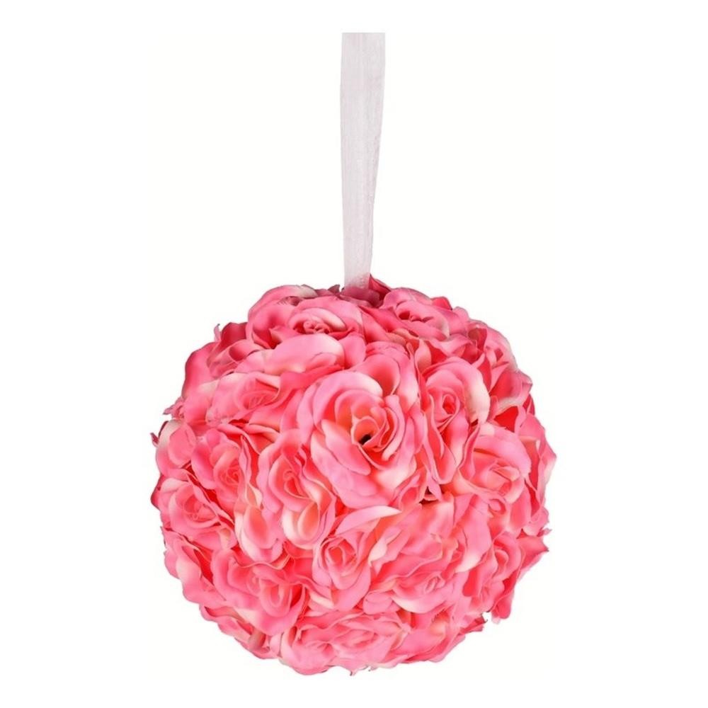 Vickerman 8″ Contemporary Fabric Artificial Rose Ball in Pink
