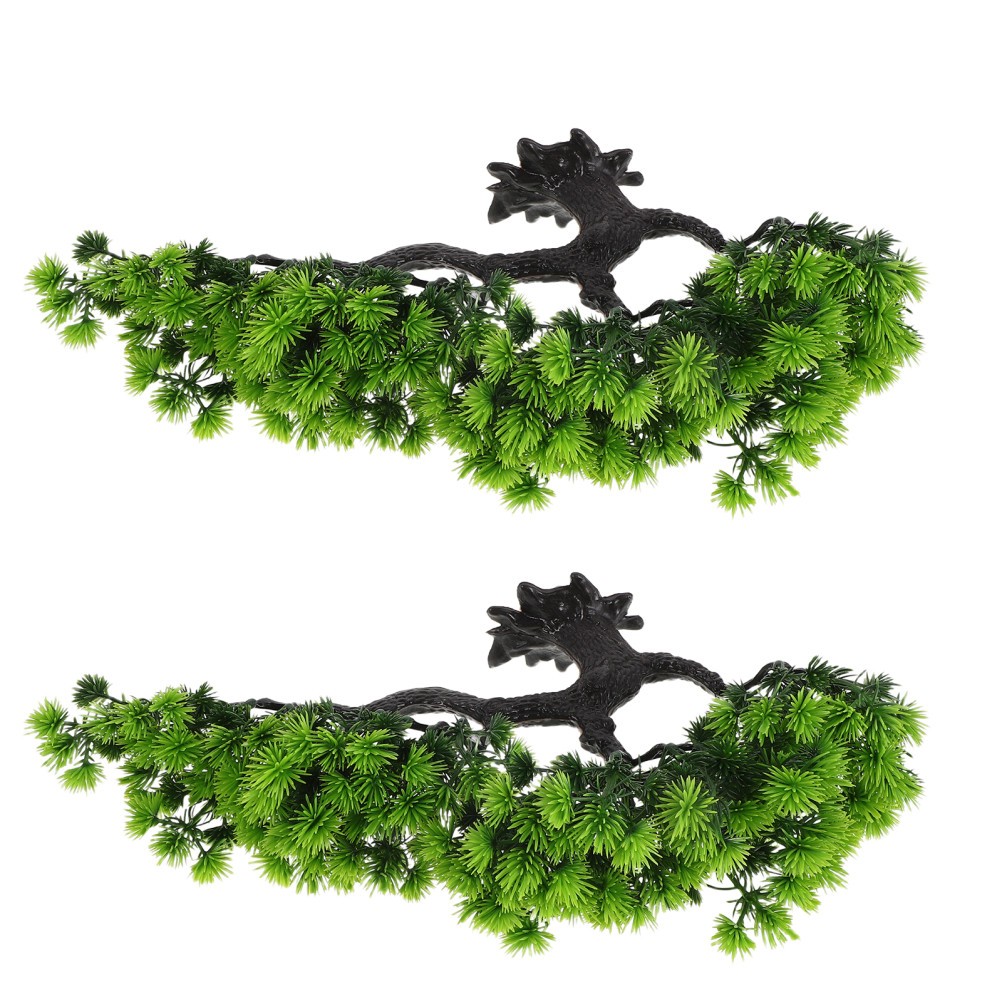 2Pcs Reusable Artificial Green Bonsai Tree Plastic Decor for Zen Garden