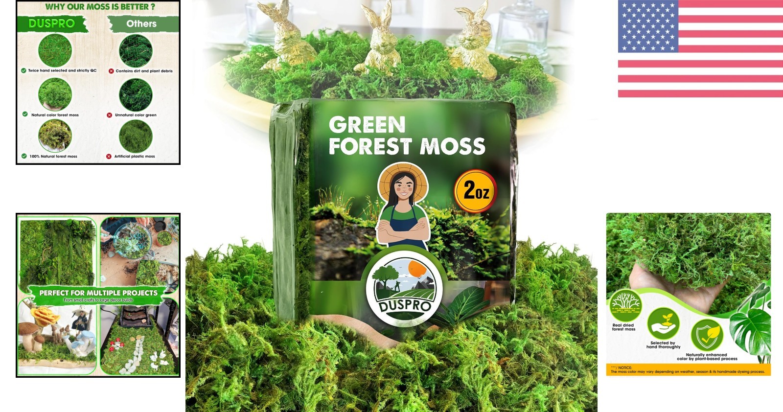 2 oz Green Forest Moss for Crafts – Real Dried Decorative Moss for Home Decor