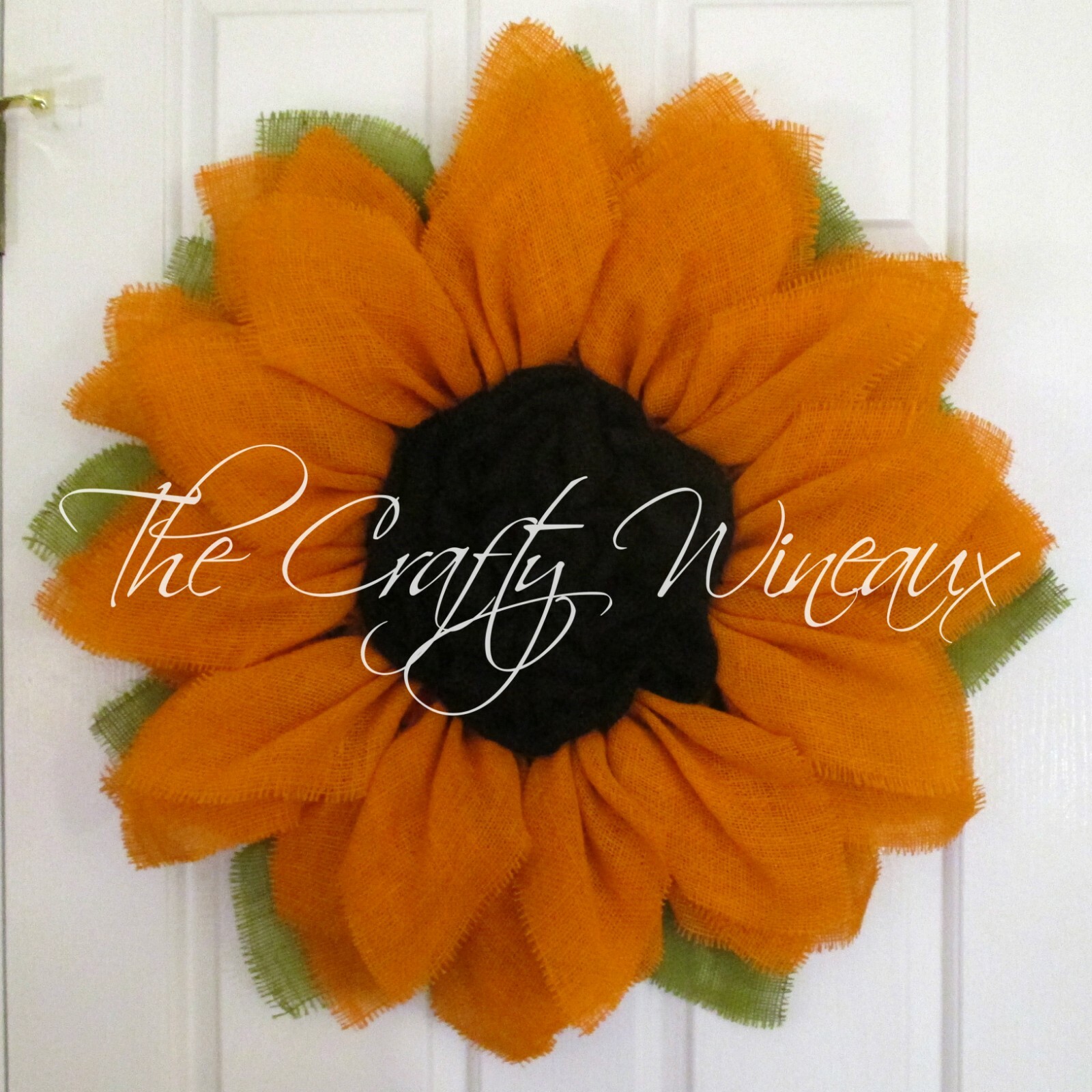 The Crafty Wineaux – Large 25″ Orange Burlap Sunflower Wreath