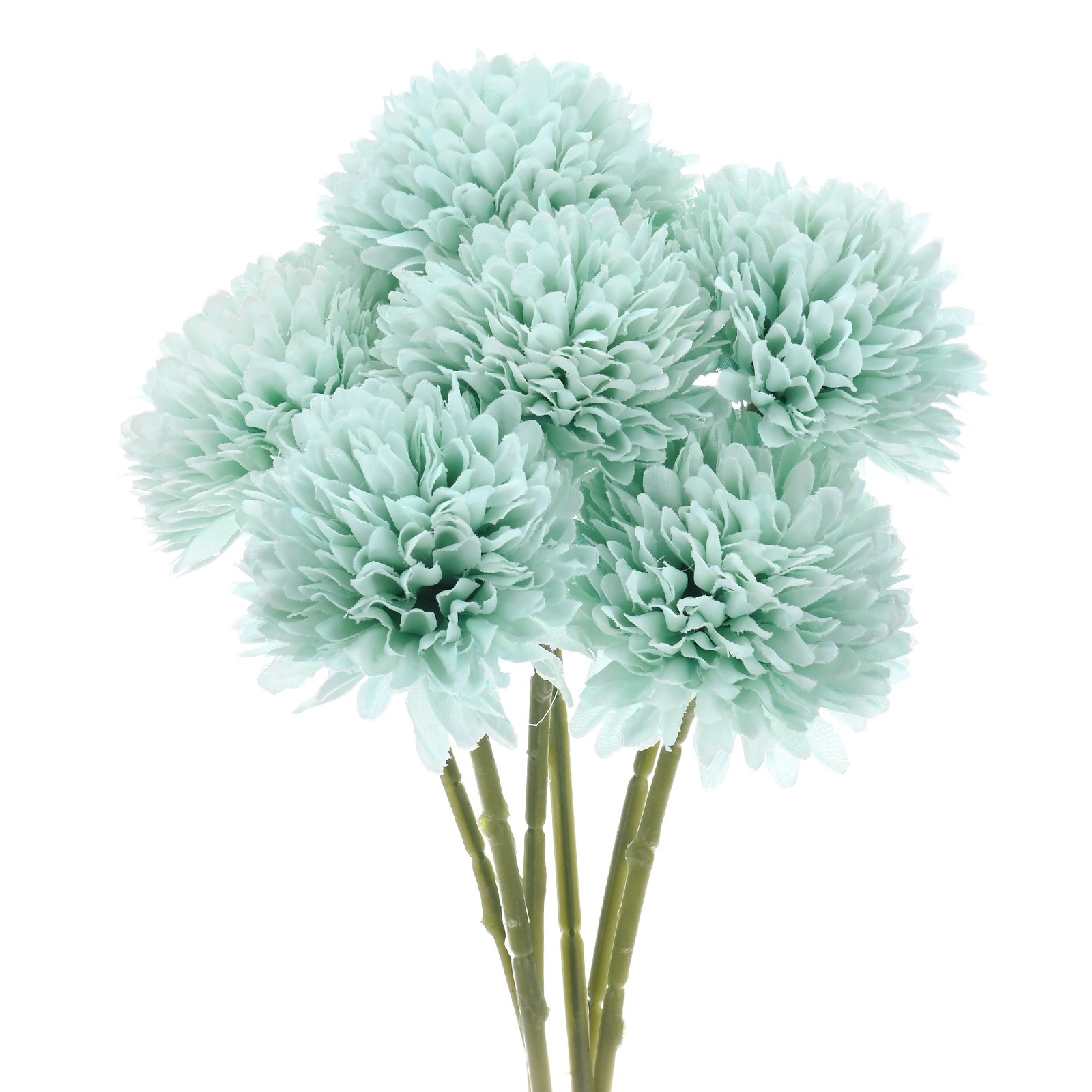 6-Pack Artificial Chrysanthemum Ball Flowers for Home Decor [Sky Blue]