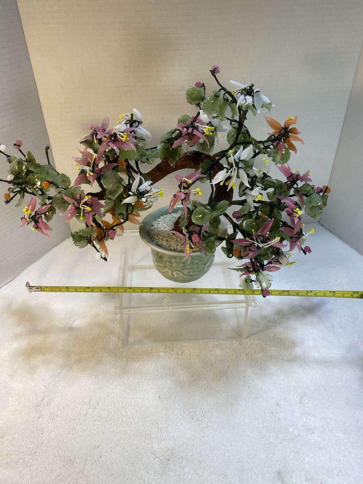 VTG Artificial Bonsai Tree Made Of Semi Precious Stone And Art Glass