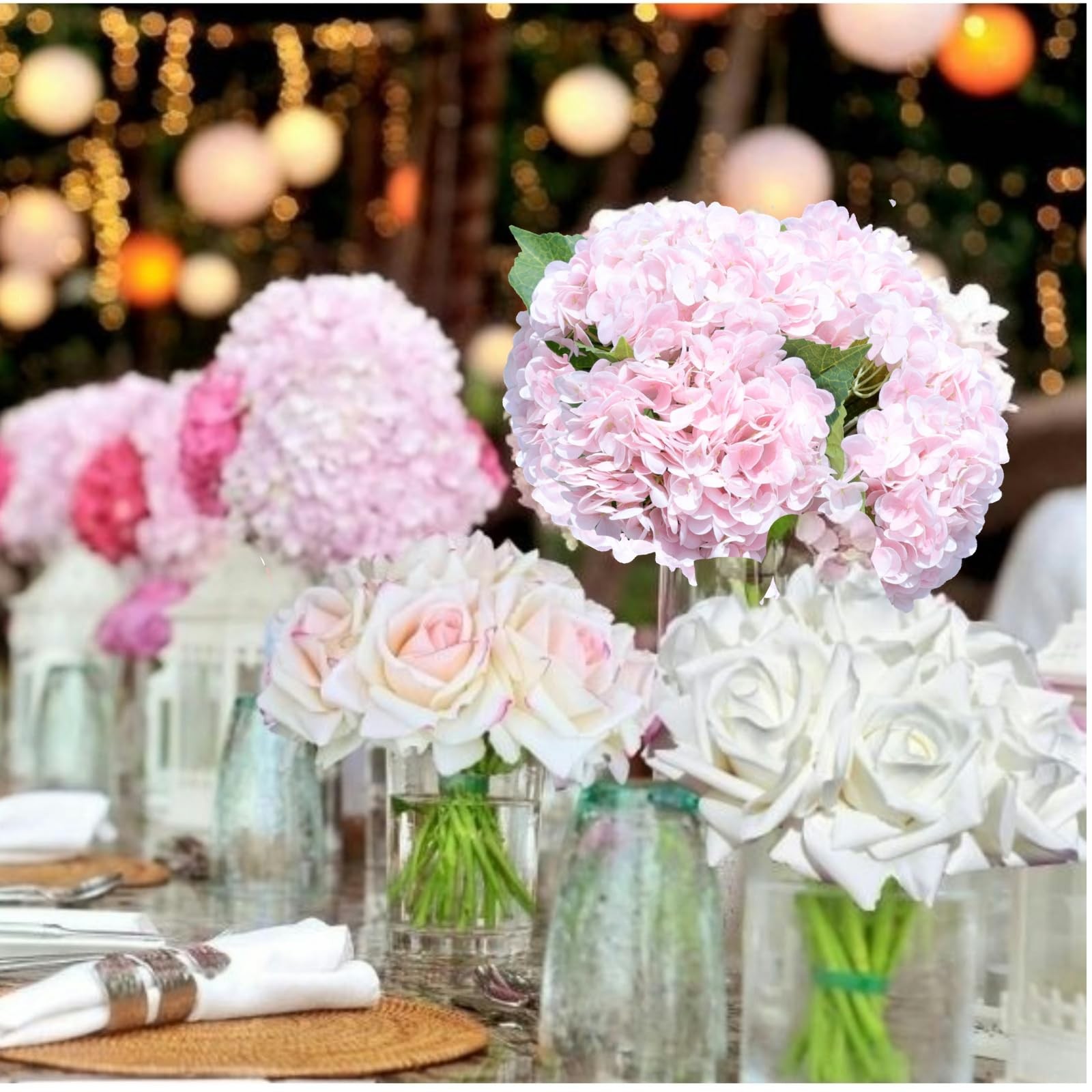 Pink Hydrangea Artificial Flowers – High-End 22.5cm Oversized Heads (4pcs) | …