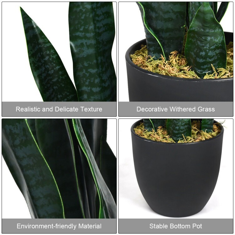 35.5″ Indoor-Outdoor Decoration Artificial Fake Snake Plant Tree w/Wide Leaves