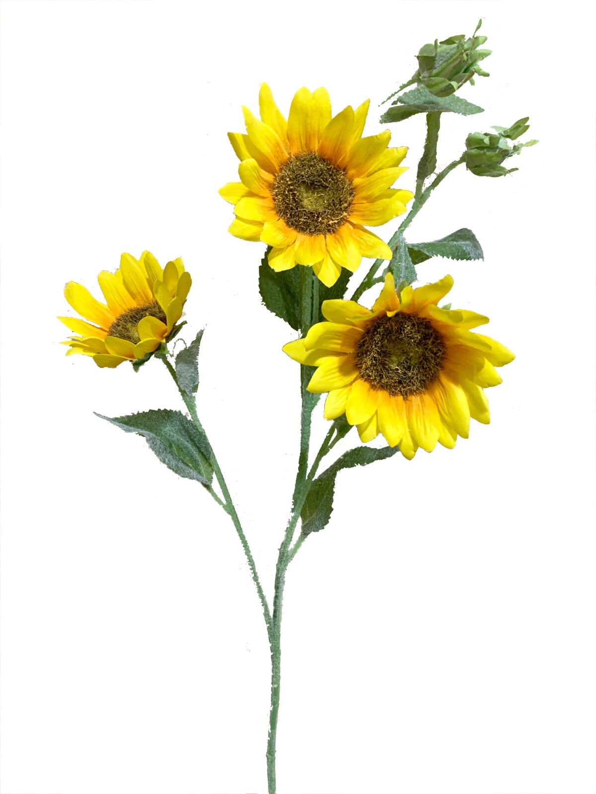Realistic 5 heads Artificial Sunflowers Long Stems Fake Silk Sunflowers